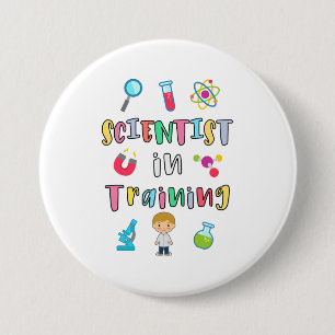Chapa Redonda De 7 Cm Científico en formación para jóvenes científicos