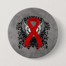 Cinta de conciencia roja con alas