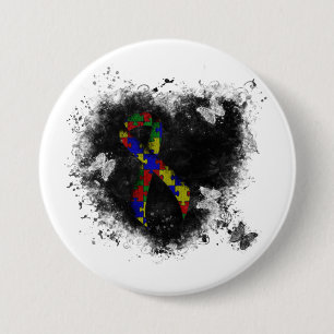 Chapa Redonda De 7 Cm Cinta de rompecabezas Corazón de Grunge