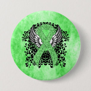 Chapa Redonda De 7 Cm Cinta verde claro con alas