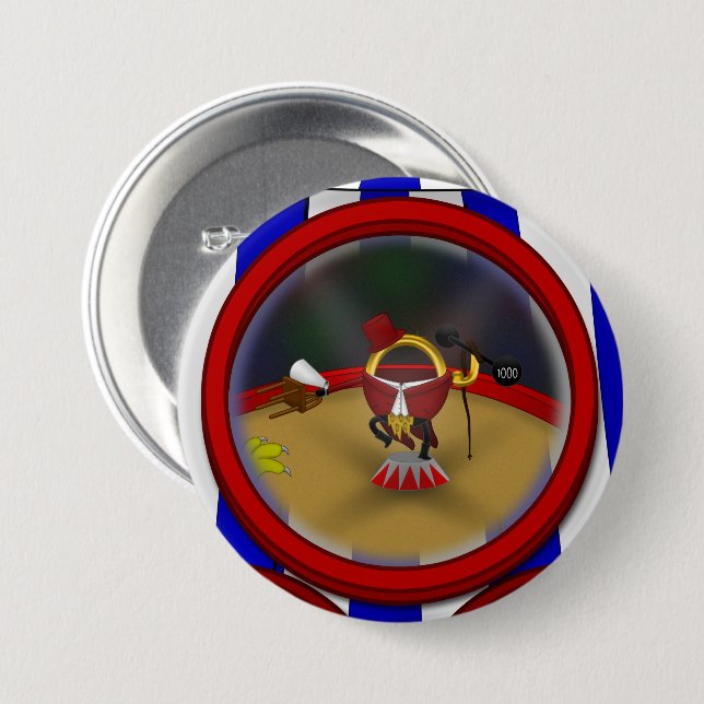 Chapa Redonda De 7 Cm Circo de 3 anillos - Ringmaster (Anverso y reverso)