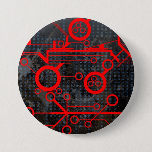 Chapa Redonda De 7 Cm Circuito rojo (Anverso)