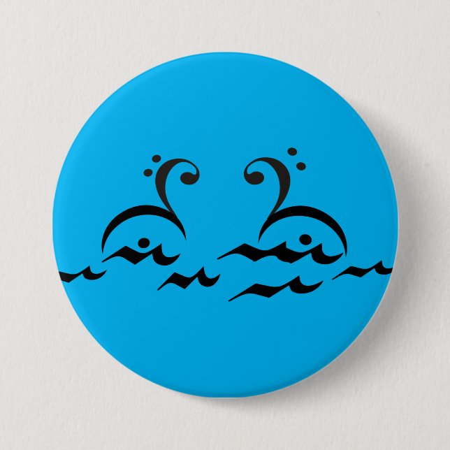 Chapa Redonda De 7 Cm Cisnes, símbolos musicales, bajo, fermata, (Anverso)