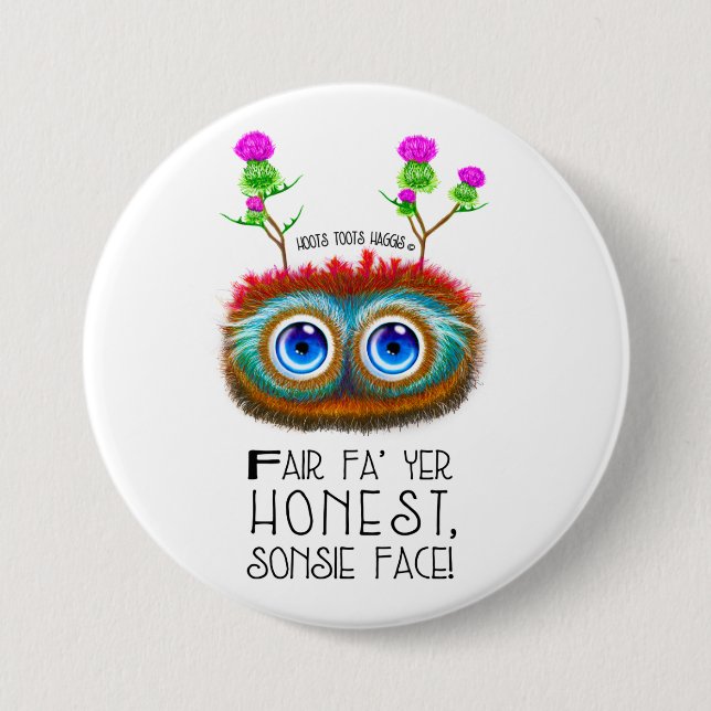 Chapa Redonda De 7 Cm Cita divertida de Haggis Robert Burns del escocés (Anverso)