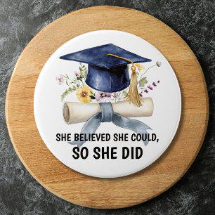 Chapa Redonda De 7 Cm Cita Floral de Graduación Personalizada Inspirador