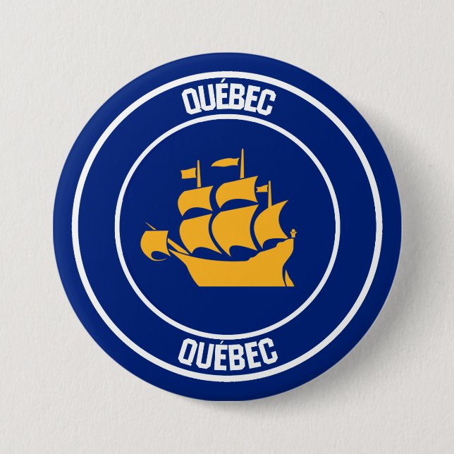 Chapa Redonda De 7 Cm Ciudad de Quebec (Anverso)