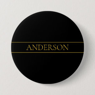 Chapa Redonda De 7 Cm Clásico Texto y Líneas de Oro Personalizables