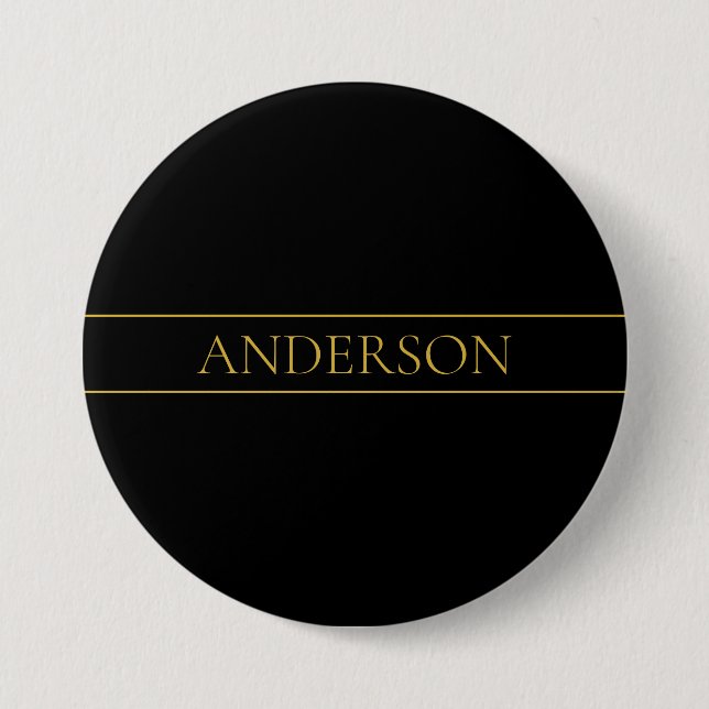 Chapa Redonda De 7 Cm Classy Personalizable Gold Text & Lines (Anverso)