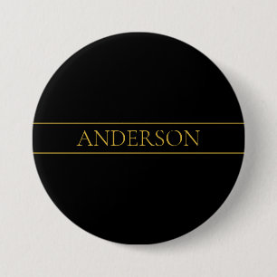 Chapa Redonda De 7 Cm Classy Personalizable Gold Text & Lines