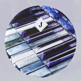 Chapa Redonda De 7 Cm Claves de piano azul Amante de la música moderna P