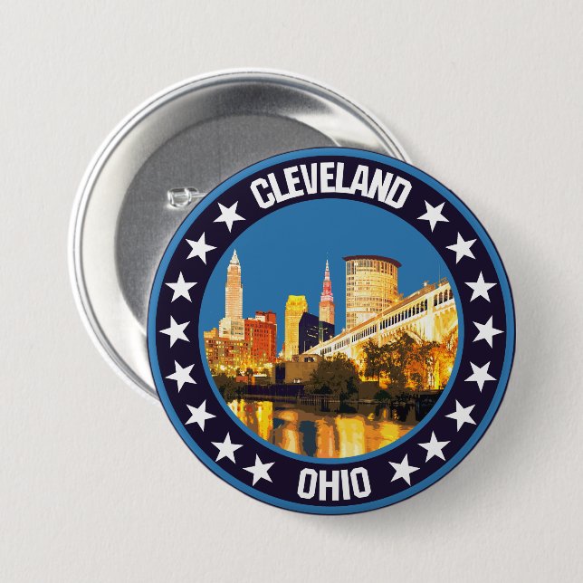 Chapa Redonda De 7 Cm Cleveland (Anverso y reverso)