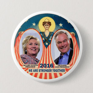 Chapa Redonda De 7 Cm Clinton/Kaine 2016