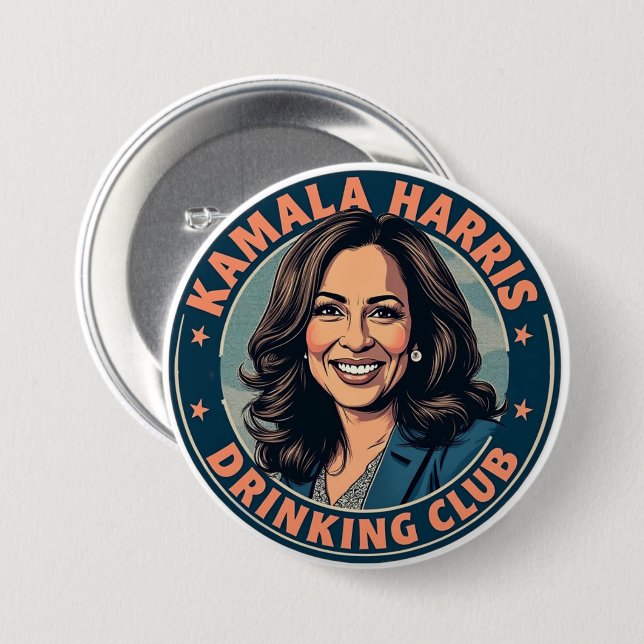 Chapa Redonda De 7 Cm Club de Bebidas Kamala Harris (Anverso y reverso)