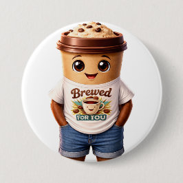 Chapa Redonda De 7 Cm Coffee Man – Fun Design for True Caffeine Kings