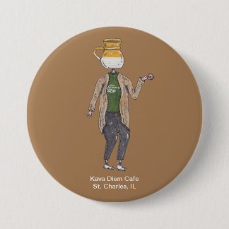 Chapa Redonda De 7 Cm Coffee Mug Button Pin Character 1 - Kava Diem Cafe