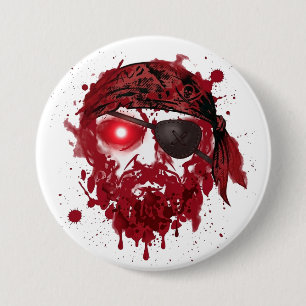 Chapa Redonda De 7 Cm Cojinete de Halloween de cráneo de pirata zombie s