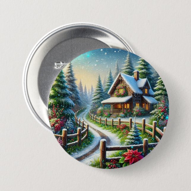 Chapa Redonda De 7 Cm Collage de Navidad (Anverso y reverso)