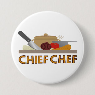 Chapa Redonda De 7 Cm Color de diseño ilustrativo del chef principal