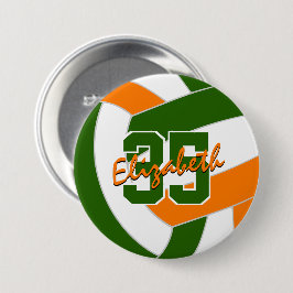 Chapa Redonda De 7 Cm colores del equipo de voleibol naranja verde