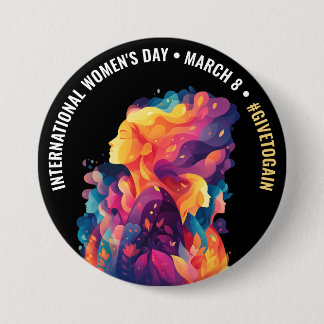 Chapa Redonda De 7 Cm Colorful Faces Abstract Women's Day | IWD
