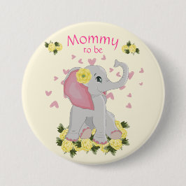 Chapa Redonda De 7 Cm Colorida "mamá para ser" amarilla bebé ducha Elefa