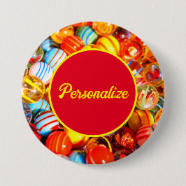 Chapa Redonda De 7 Cm Colorido en la vieja escuela de mármol de vidrio