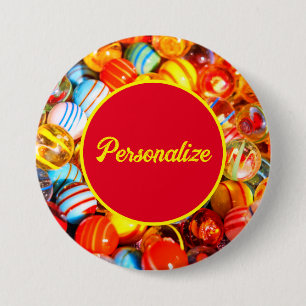 Chapa Redonda De 7 Cm Colorido en la vieja escuela de mármol de vidrio