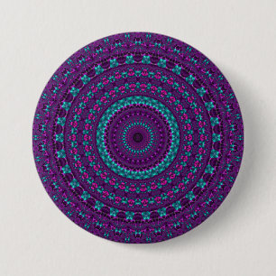 Chapa Redonda De 7 Cm Colorido Sparkly Jewel Tone Mandala Arte Digital
