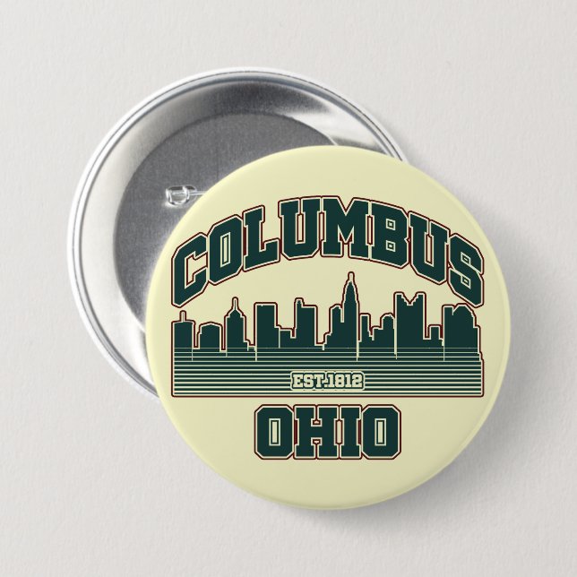 Chapa Redonda De 7 Cm Columbus.Ohio (Anverso y reverso)