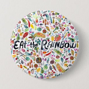 Chapa Redonda De 7 Cm COME EL RAINBOW frutas coloridas verduras acuarela