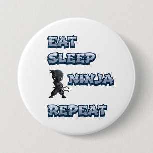 Chapa Redonda De 7 Cm Comer, dormir, Ninja, repetir