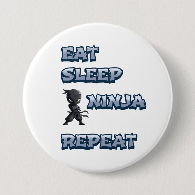 Chapa Redonda De 7 Cm Comer, dormir, Ninja, repetir (Anverso)