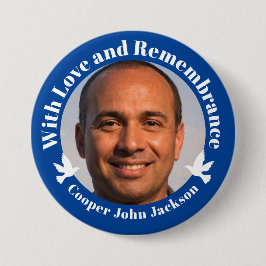 Chapa Redonda De 7 Cm Con amor azul dos palomas blancas recuerdo de foto