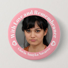 Chapa Redonda De 7 Cm Con amor rosa dos corazones blancos foto recuerdo