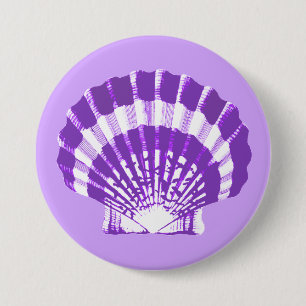 Chapa Redonda De 7 Cm Concha de mar: violeta y blanca