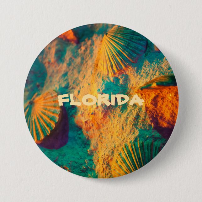 Chapa Redonda De 7 Cm conchas marinas de FLORIDA (Anverso)