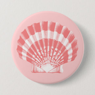 Chapa Redonda De 7 Cm Conchas marinas - rosa y blanco de coral