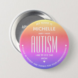 Chapa Redonda De 7 Cm Conciencia Mínima sobre Autismo ASD Pastel Especia