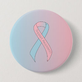 Chapa Redonda De 7 Cm Concienciación sobre el soporte de cinta rosa y az