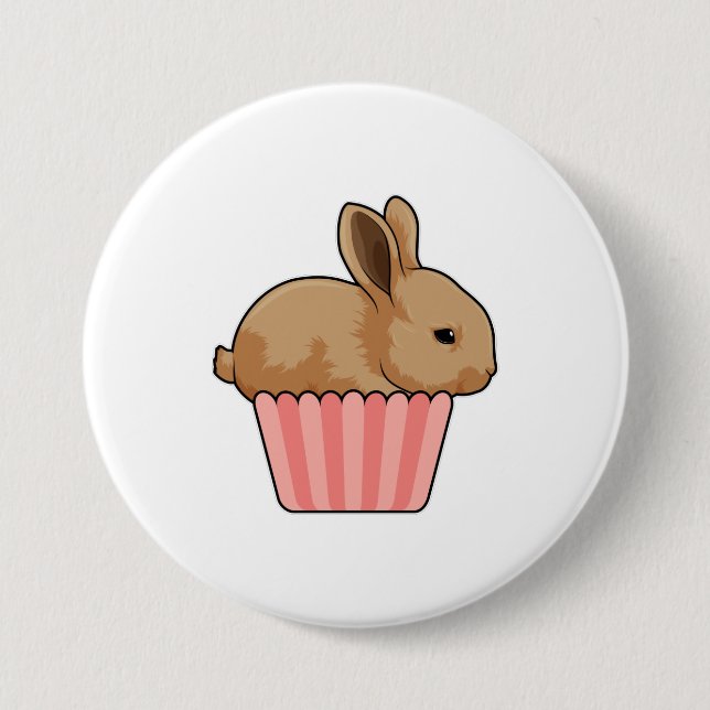 Chapa Redonda De 7 Cm Conejo con Muffin (Anverso)