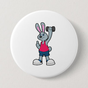 Chapa Redonda De 7 Cm Conejo en Fitness con Dumbbell