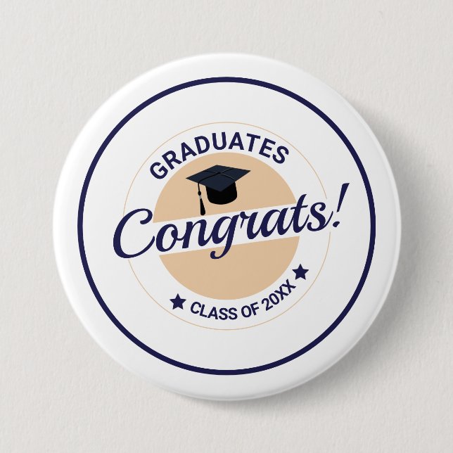 Chapa Redonda De 7 Cm Congratulations on graduation customizable elegant (Anverso)