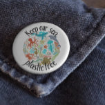Chapa Redonda De 7 Cm Conservar la ballena de tortuga libre de plástico<br><div class="desc">Este diseño se creó a través del arte digital. Se puede personalizar haciendo clic en el botón personalizar y agregando texto, imágenes o borrando imágenes al personalizar. Contáctame en colorflowcreations@gmail.com si quieres tener este diseño en otro producto. Compra mi pintura de acrílico abstracta original a la venta en www.etsy.com/shop/colorflowart. Ver...</div>