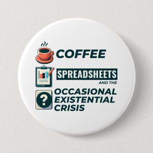 Chapa Redonda De 7 Cm Contable Bookkeep Coffee Spreadsheet Funny