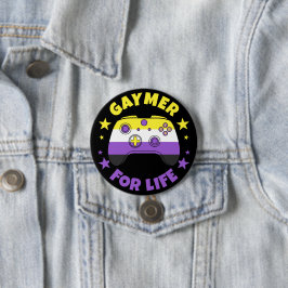 Chapa Redonda De 7 Cm Controlador de videojuegos Gaymer no binario para 