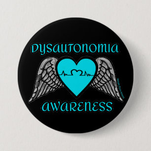 Chapa Redonda De 7 Cm Corazón/alas… Dysautonomia