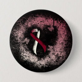 Chapa Redonda De 7 Cm Corazón de Borgoña y Cinta de Marfil