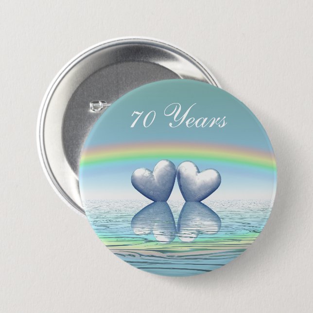 Chapa Redonda De 7 Cm Corazones Platinum de 70 años (Anverso y reverso)