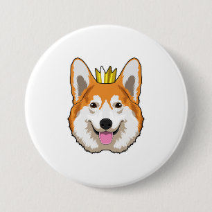 Chapa Redonda De 7 Cm Corgi galés con corona