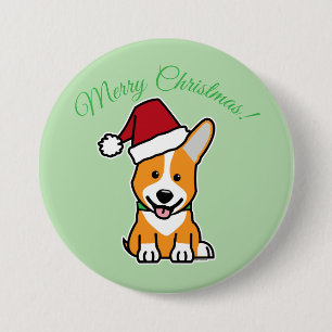 Chapa Redonda De 7 Cm Corgi perro cachorro lindo Pembroke galés Navidad 